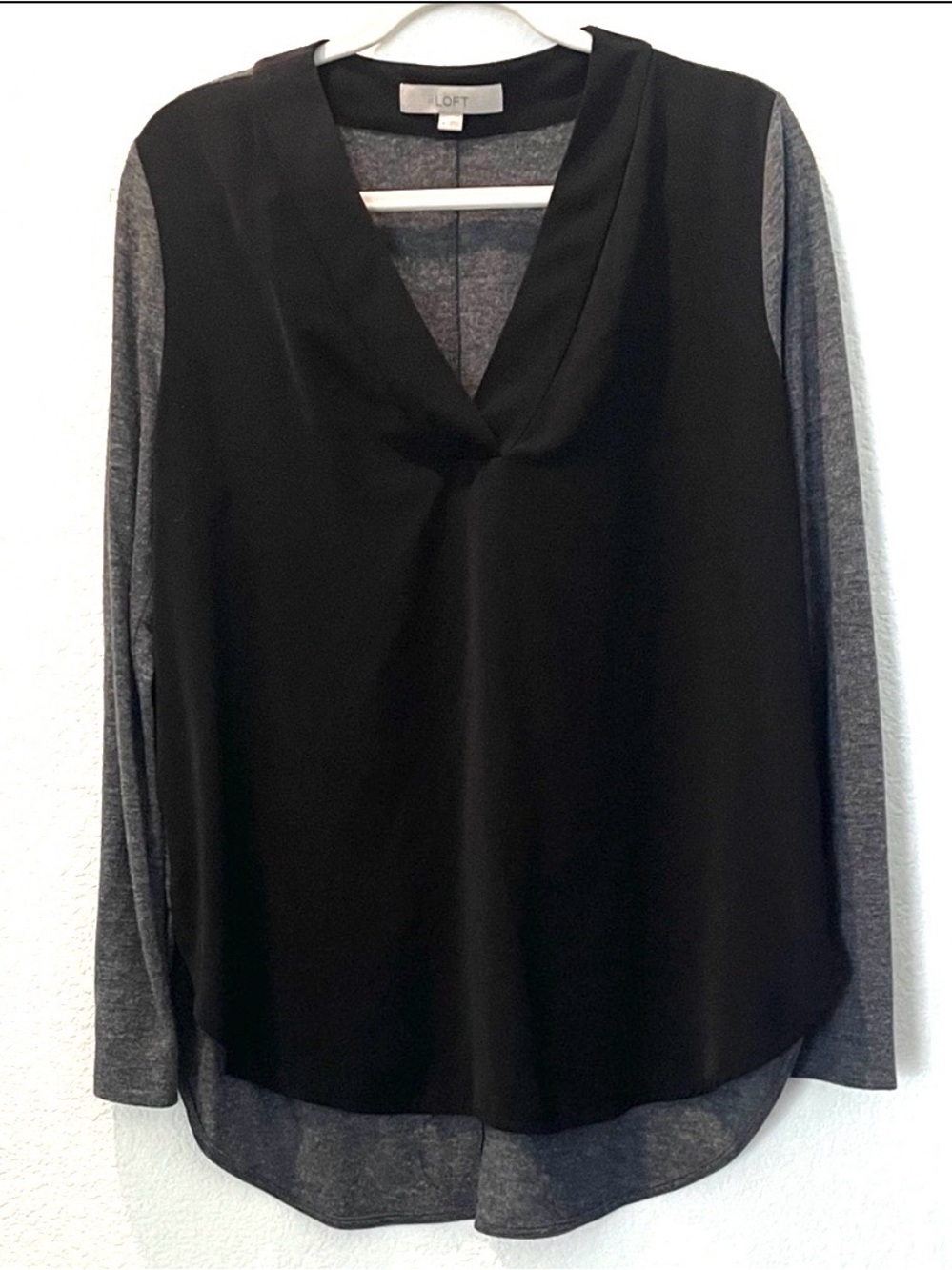 LOFT Two-Tone V-Neck Blouse